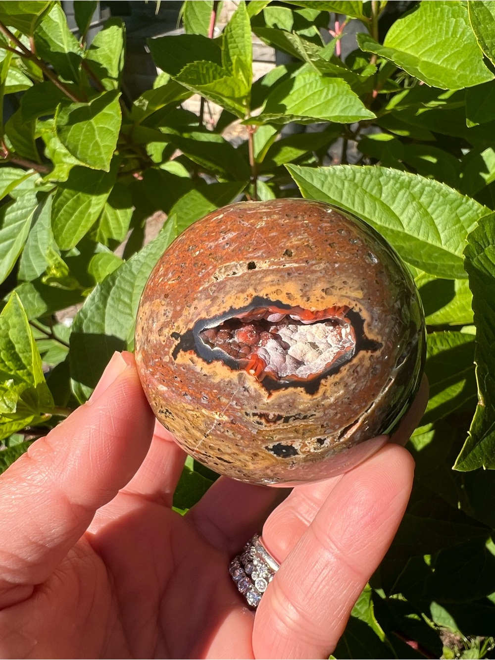 Red (2) fox crater agate sphere | crystal